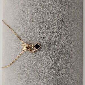 Black Clover Charm Necklace 18k Gold Plated Stainless Steel Layered Necklace